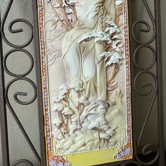 Four Seasons Winter Reproduction Ceramic & Metal Wall Decor - Picture 6 of 7